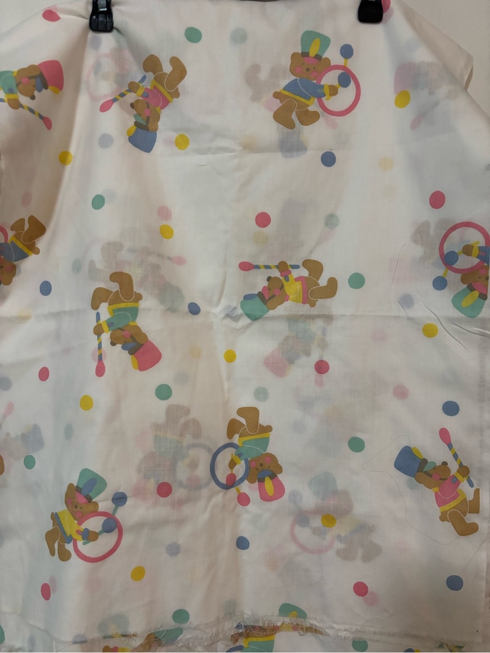 Vintage Playful Bear Print Pastel Fabric 1 1/2 yds 44 inches wide